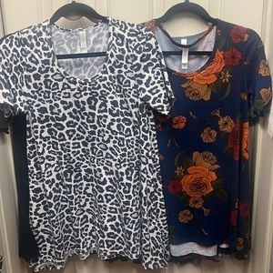 Lot of 2 Lularoe Perfect Tees. GUC. Size XS. Both knit stretchy material.